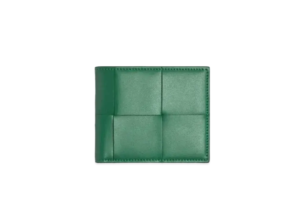 Bottega Veneta Casette Maxi Intrecciato Calfskin Bi-fold Wallet "Merm"