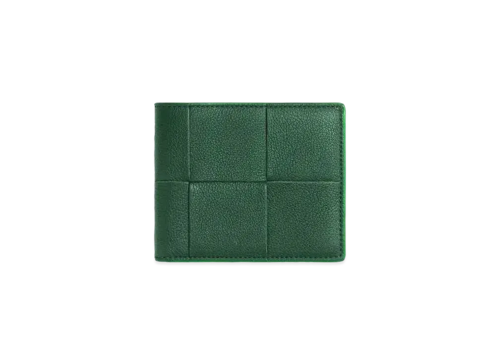 Bottega Veneta Casette Maxi Intrecciato Calfskin Bi-fold Wallet "Rain Tree/Parakeet"