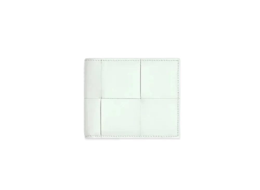 Bottega Veneta Casette Maxi Intrecciato Calfskin Bi-fold Wallet "Glacier"