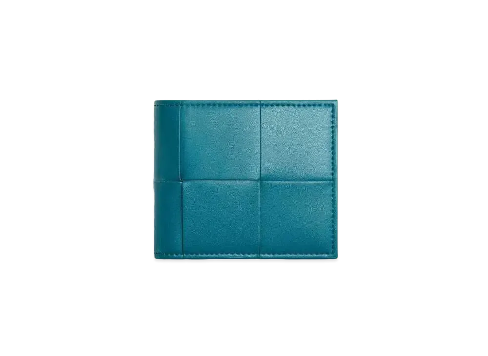 Bottega Veneta Casette Maxi Intrecciato Calfskin Bi-fold Wallet With Coin Purse "Mallard"