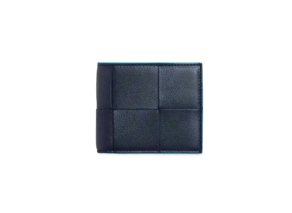 Bottega Veneta Casette Maxi Intrecciato Calfskin Bi-fold Wallet With Coin Purse "Space/Pool"