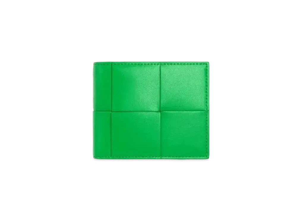 Bottega Veneta Casette Maxi Intrecciato Calfskin Bi-fold Wallet With Coin Purse "Parakeet"