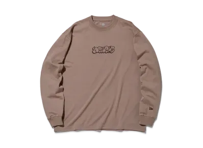 NEW ERA Long Sleeve Oversized Cotton T-shirt Bubble Logo "Milk Tea"