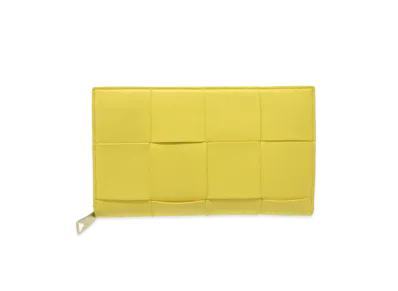 Bottega Veneta Casette Maxi Intrecciato Lambskin Calfskin Bi-fold Zip Around Wallet "Kiwi"