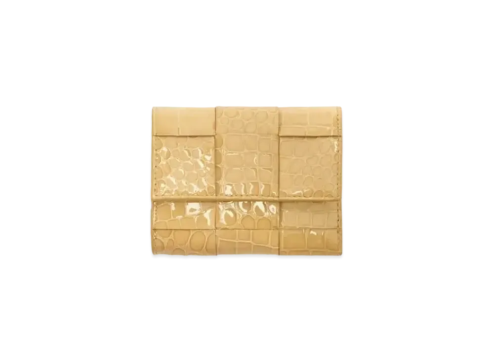 Bottega Veneta Casette Maxi Intrecciato Calfskin Zip Trifold Wallet "Praline"