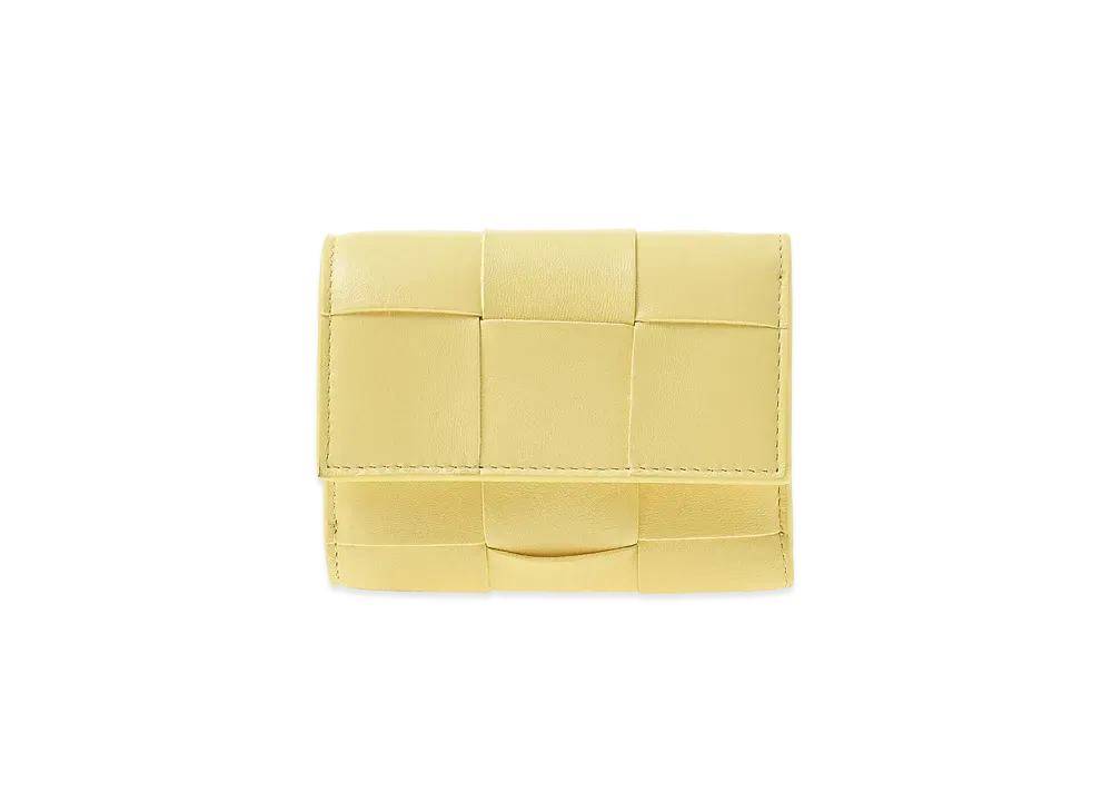 Bottega Veneta Casette Maxi Intrecciato Lambski Zip Trifold Wallet "Sherbet"