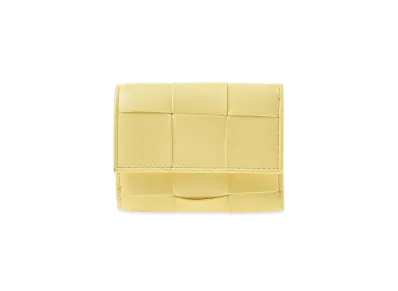Bottega Veneta Casette Maxi Intrecciato Lambski Zip Trifold Wallet "Sherbet"