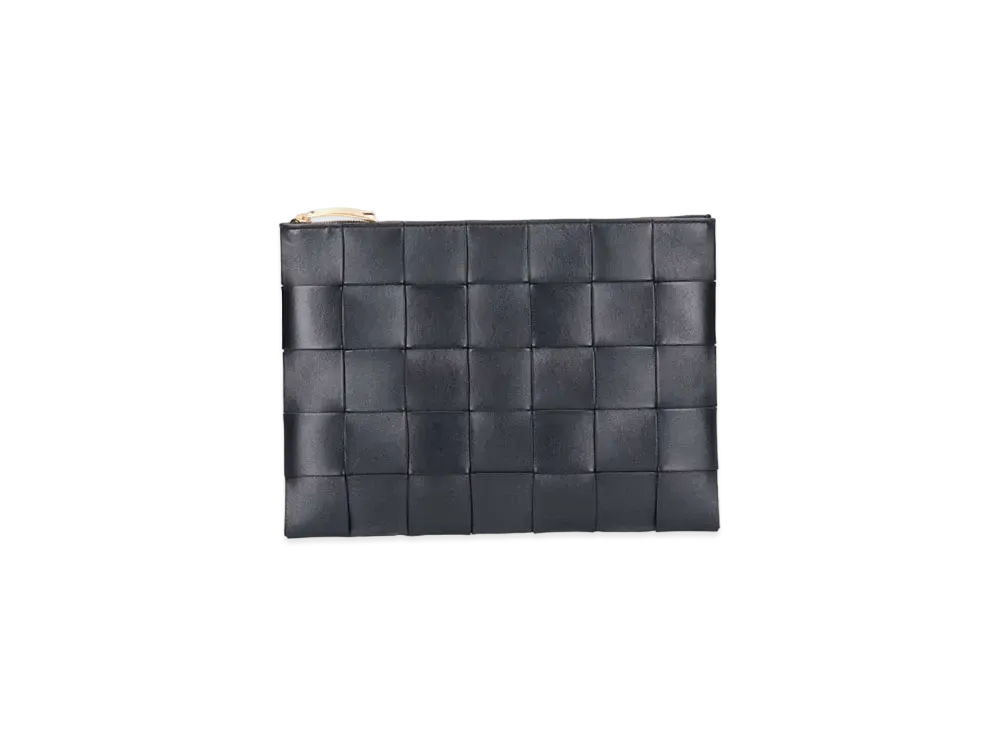 Bottega Veneta Casette Maxi Intrecciato Lambskin Calfskin Clutch Bag "Black"