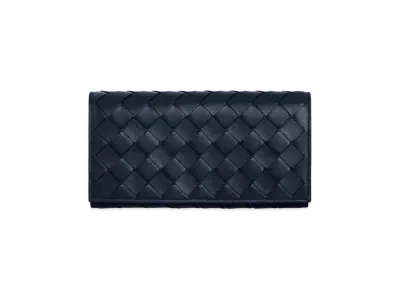 Bottega Veneta Intrecciato Lambskin Flap Long Wallet "Space"