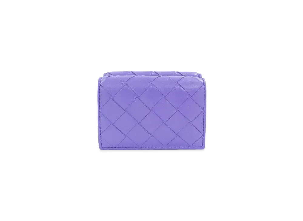 Bottega Veneta Intrecciato Lambskin Calfskin Small Trifold Wallet "Purple"