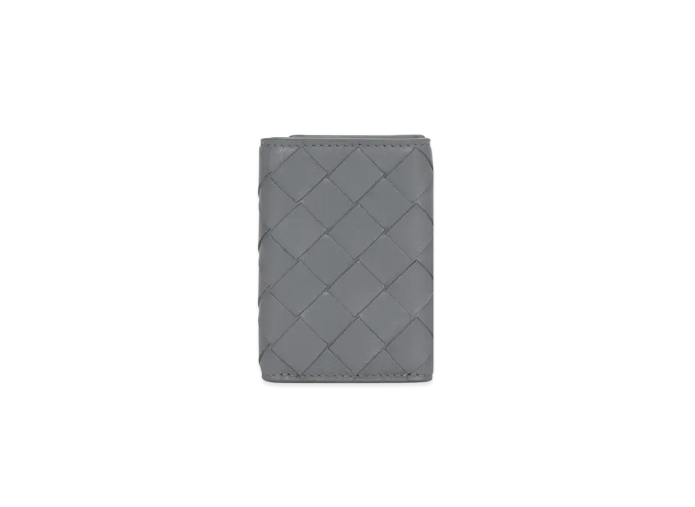 Bottega Veneta Intrecciato Lambskin Calfskin Small Trifold Wallet "Thunder"