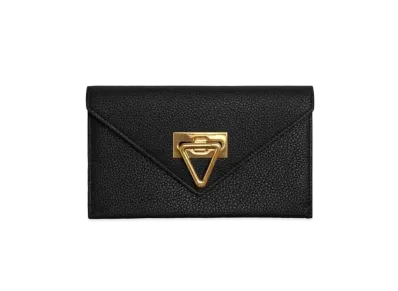 Bottega Veneta Calfskin Flap Long Wallet "Black"