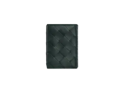 Bottega Veneta Intrecciato Calfskin Tiny Trifold Wallet "Inkwell/Pale Blue"