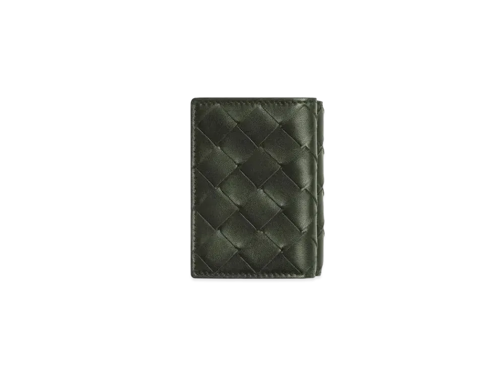 Bottega Veneta Intrecciato Calfskin Tiny Trifold Wallet "Dark Green"