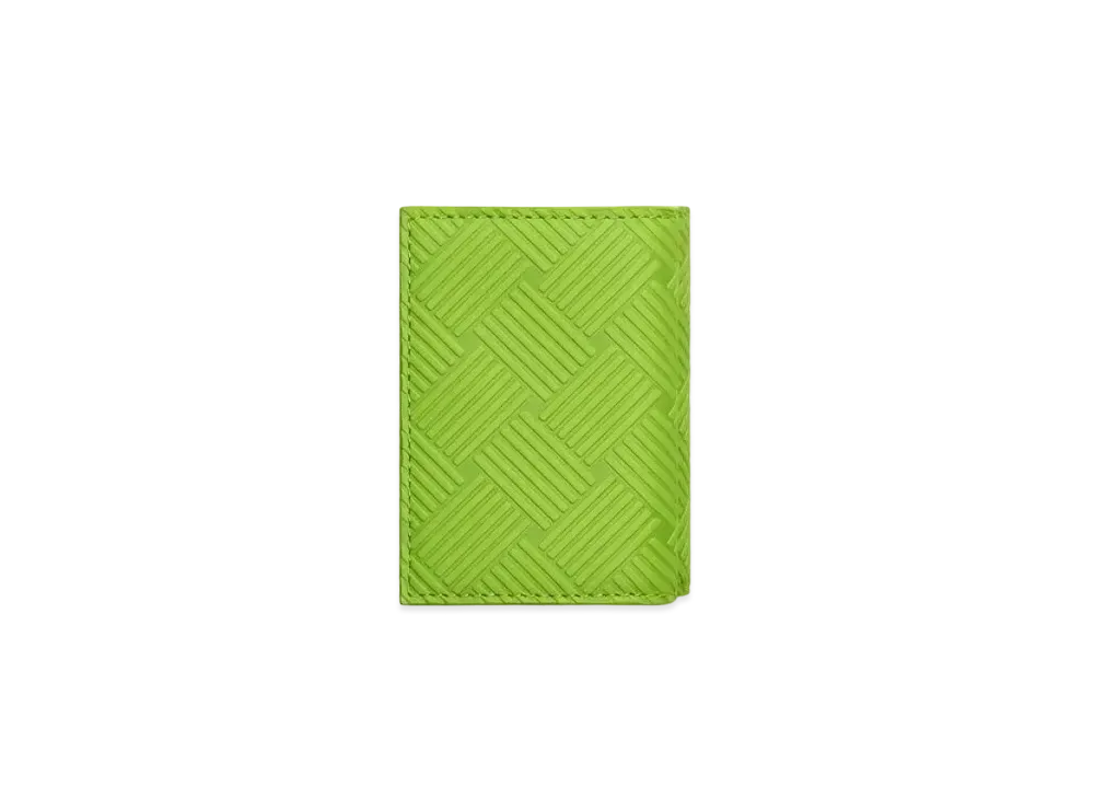 Bottega Veneta Debossed Intrecciato Calfskin Trifold Wallet "Kiwi"