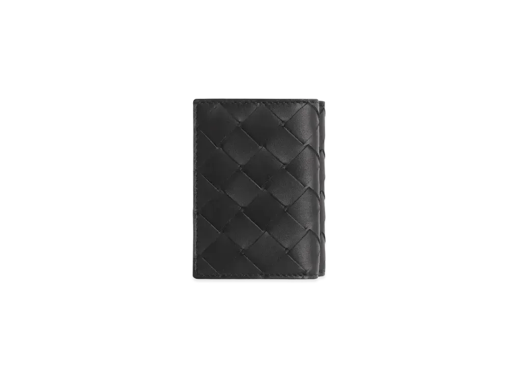 Bottega Veneta Intrecciato Calfskin Tiny Trifold Wallet "Black/Redstone"
