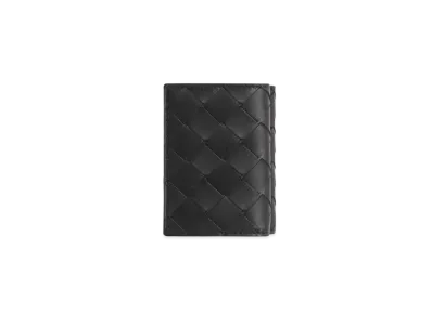 Bottega Veneta Intrecciato Calfskin Tiny Trifold Wallet "Black/Redstone"