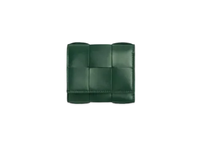 Bottega Veneta Casette Maxi Intrecciato Lambskin Calfskin Zip Trifold MIni Wallet "Rain Tree"
