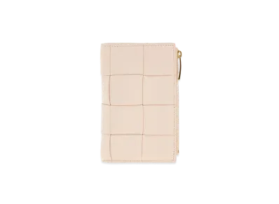 Bottega Veneta Casette Maxi Intrecciato Lambskin Calfskin Medium Bi-fold Zip Wallet "Melon Washed"