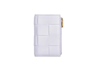 Bottega Veneta Casette Maxi Intrecciato Lambskin Medium Bi-fold Zip Wallet "Mirth Washed"