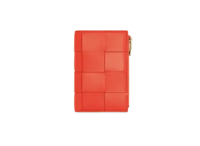 Bottega Veneta Casette Maxi Intrecciato Lambskin Medium Bi-fold Zip Wallet "Sunburst"