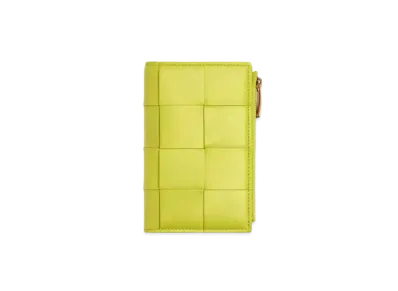 Bottega Veneta Casette Maxi Intrecciato Lambskin Calfskin Medium Bi-fold Zip Wallet "Kiwi"