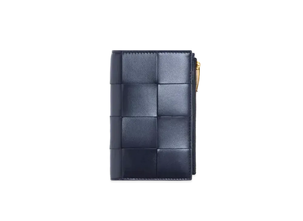 Bottega Veneta Casette Maxi Intrecciato Lambskin Medium Bi-fold Zip Wallet "Space"