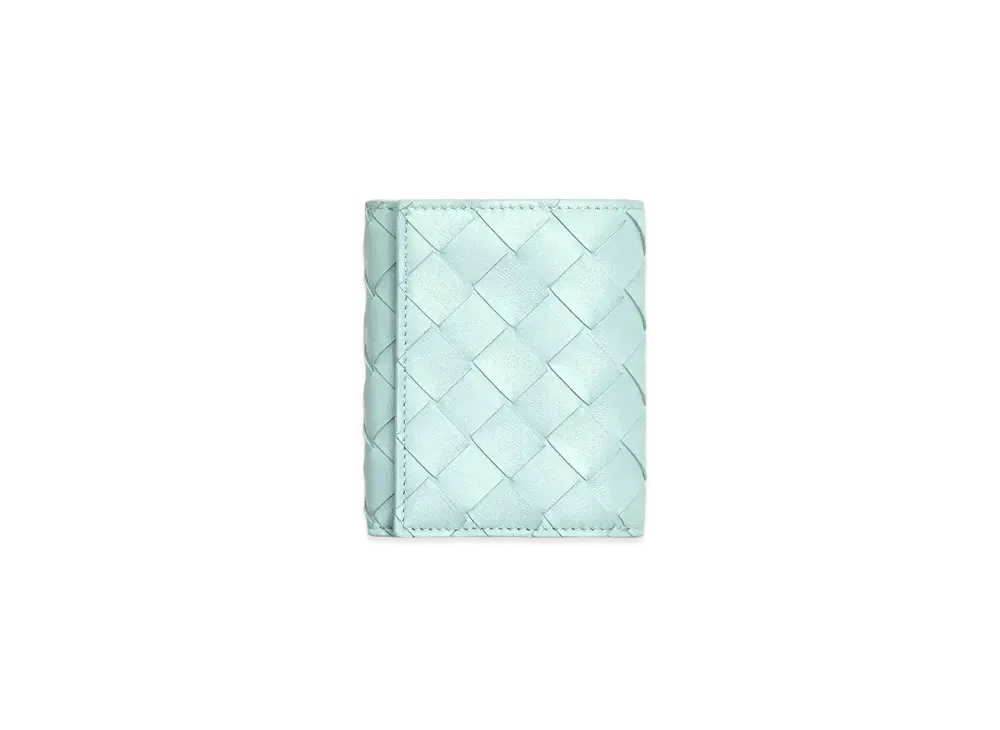 Bottega Veneta Intrecciato Lambskin Calfskin TriFold Mini Wallet "Teal Washed"
