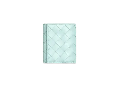 Bottega Veneta Intrecciato Lambskin Calfskin TriFold Mini Wallet "Teal Washed"