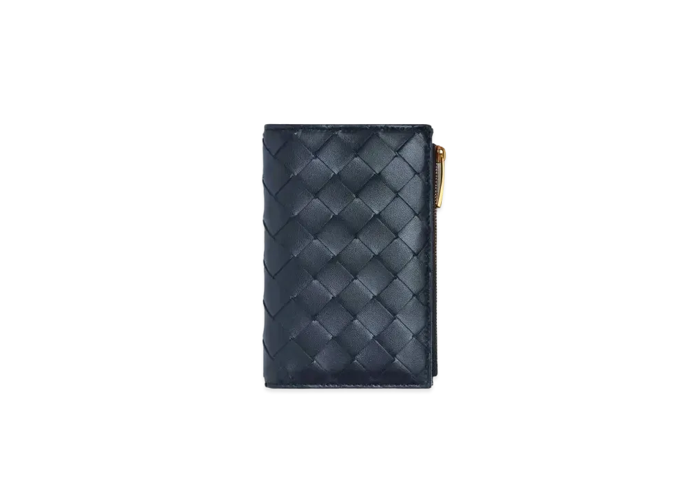 Bottega Veneta Intrecciato Lambskin Medium Bi-fold Zip Wallet "Space"