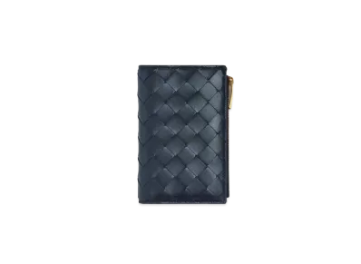 Bottega Veneta Intrecciato Lambskin Medium Bi-fold Zip Wallet "Space"