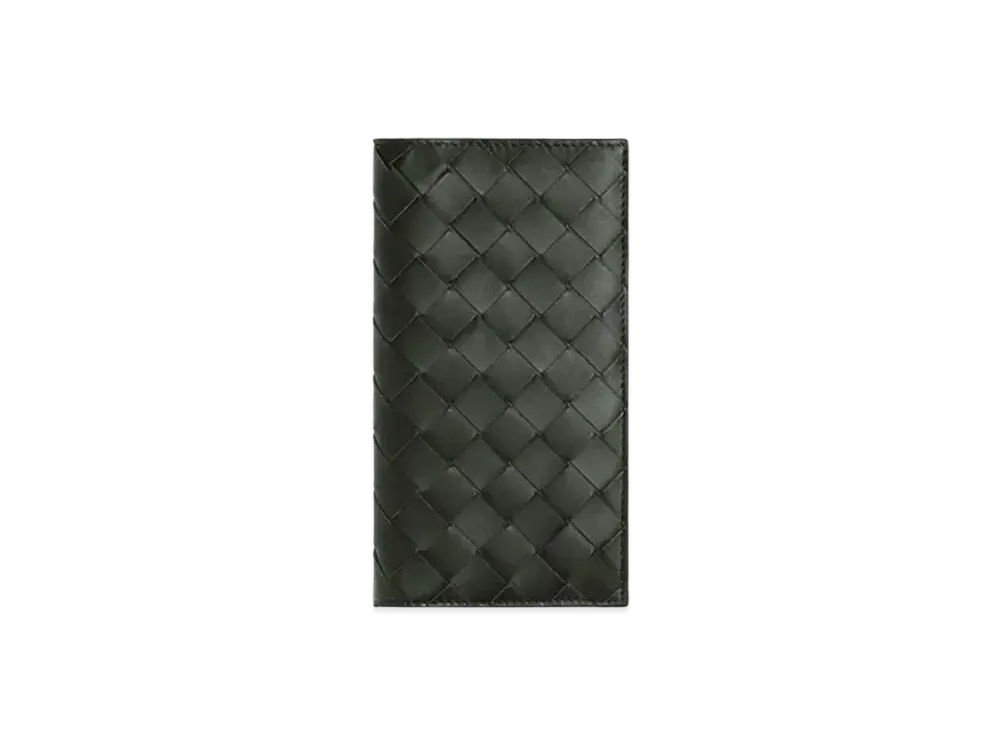 Bottega Veneta Intrecciato Calfskin Bi-fold Long Wallet "Dark Green"