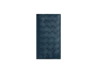Bottega Veneta Intrecciato Calfskin Bi-fold Long Wallet "Deep Blue"