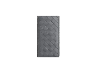 Bottega Veneta Intrecciato Calfskin Bi-fold Long Wallet "Light Gray/Pool"