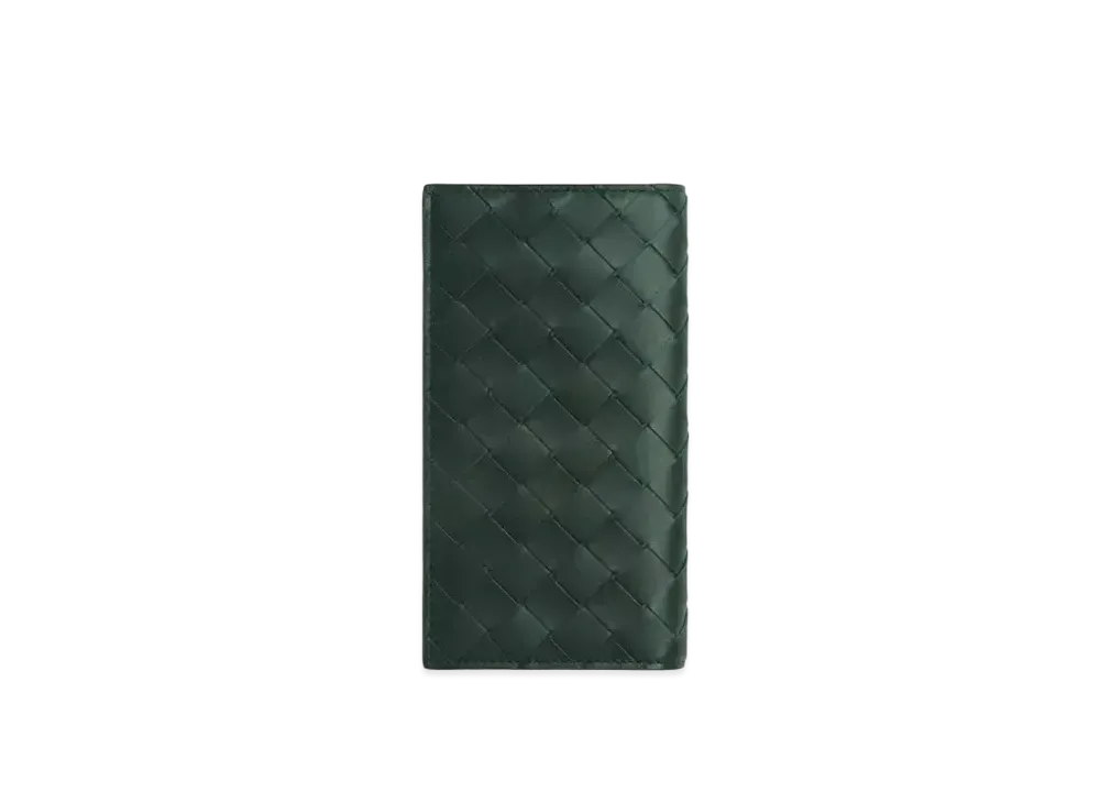 Bottega Veneta Intrecciato Calfskin Bi-fold Long Wallet "Inkwell/Pale Blue"
