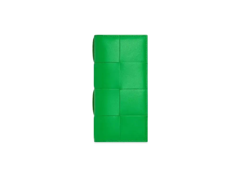Bottega Veneta Maxi Intrecciato Calfskin Slim Bi-fold LongWallet "Parakeet"
