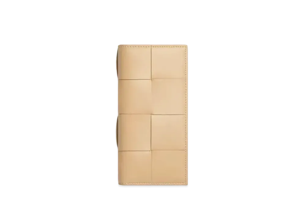 Bottega Veneta Maxi Intrecciato Calfskin Slim Bi-fold Long Wallet "Porridge"