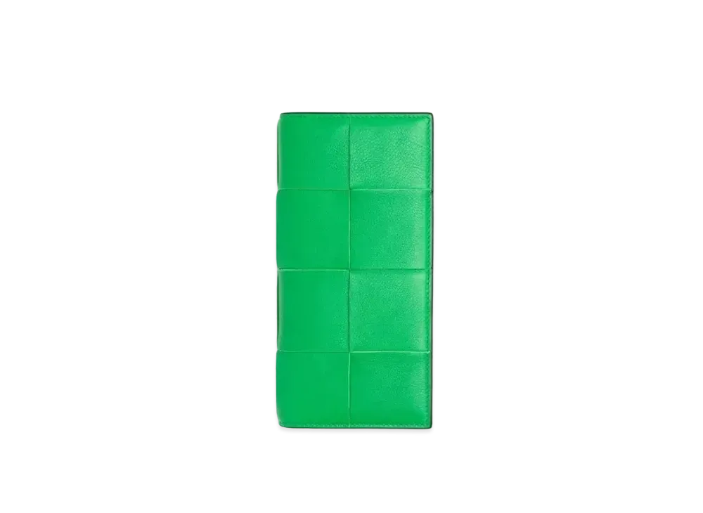 Bottega Veneta Maxi Intrecciato Lambskin Calfskin Slim Bi-fold Long Wallet "Prakeet/Black"