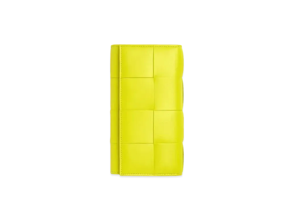 Bottega Veneta Maxi Intrecciato Calfskin Bi-fold Long Wallet "Kiwi"
