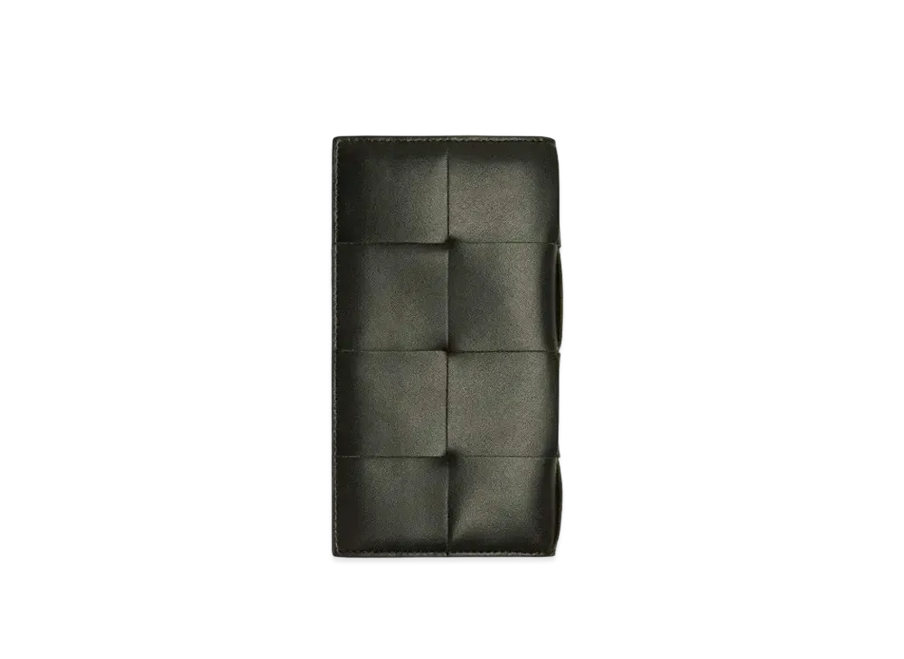 Bottega Veneta Casette Maxi Intrecciato Calfskin Bi-fold Long Wallet "Dark Moss"