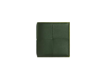 Bottega Veneta Casette Maxi Intrecciato Calfskin Slim Bi-fold Wallet "Camping/Pollen"