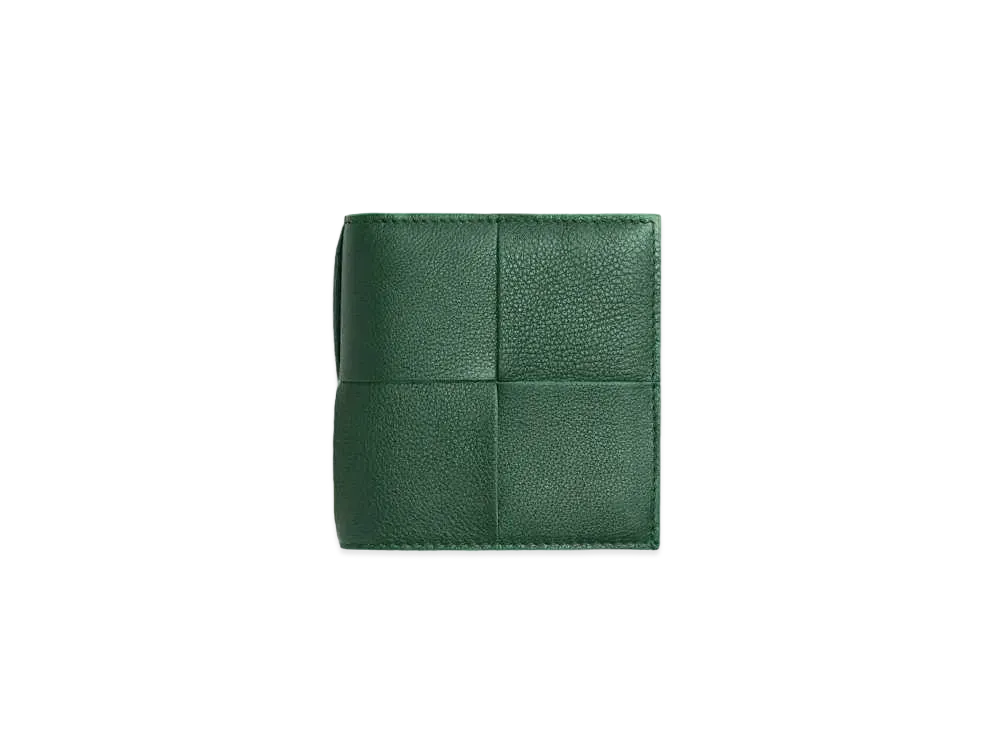 Bottega Veneta Casette Maxi Intrecciato Calfskin Slim Bi-fold Wallet "Rain Tree/Parakeet"