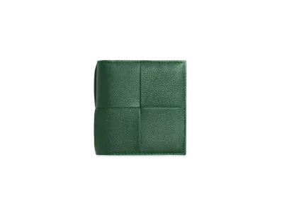 Bottega Veneta Casette Maxi Intrecciato Calfskin Slim Bi-fold Wallet "Rain Tree/Parakeet"