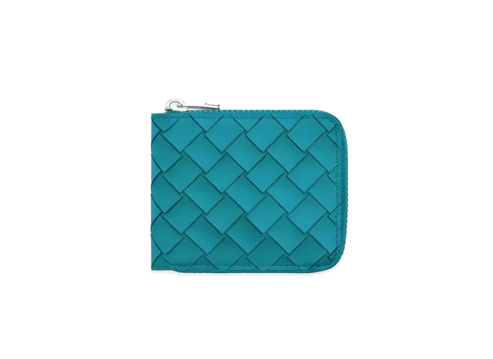 Bottega Veneta Intrecciato Rubber xNylon Compact Zip Around Wallet "Blaster"