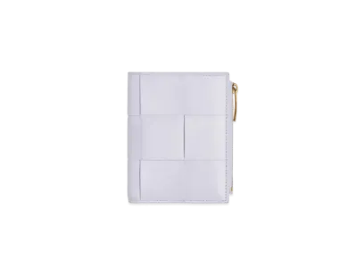 Bottega Veneta Casette Maxi Intrecciato Lambskin Calfskin Small Bi-fold Zip Around Wallet "Mirt Washed"