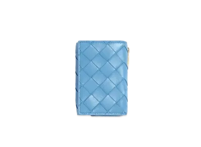 Bottega Veneta Intrecciato Lambskin Tiny Trifold Zippered Wallet "Windswept"
