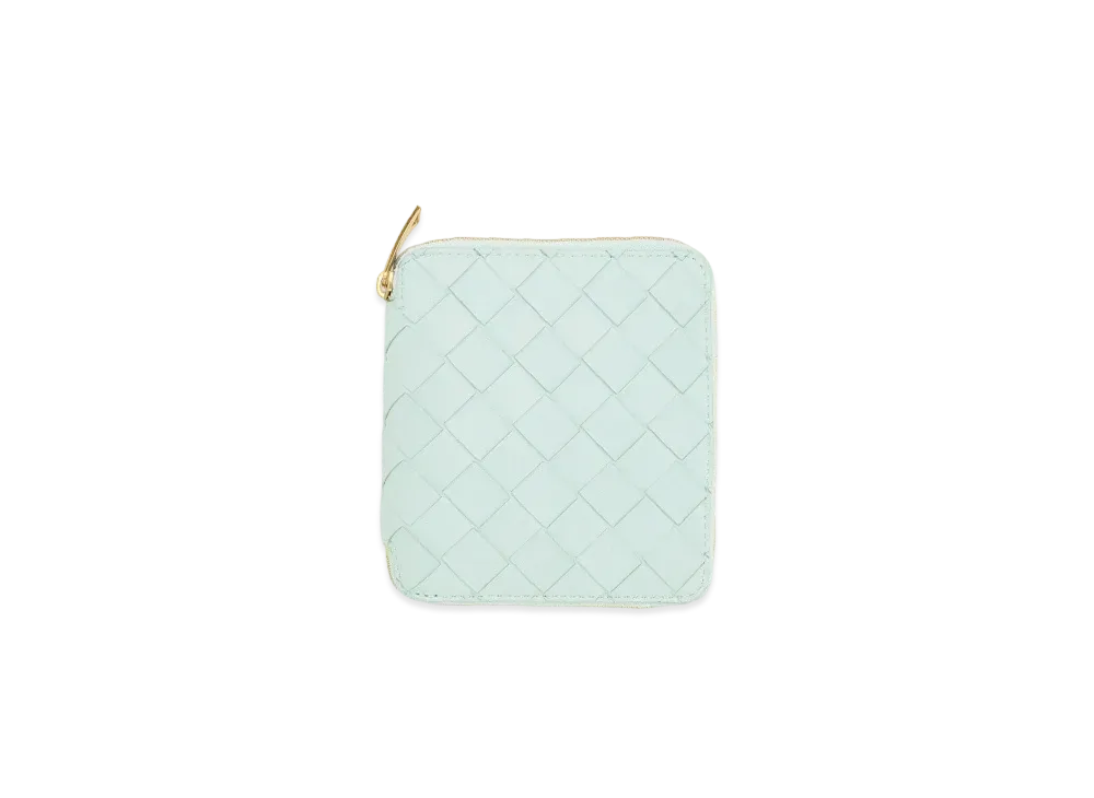 Bottega Veneta Intrecciato Calfskin Lambskin Calfskin Bi-fold Zip Around Wallet "Teal Washed"