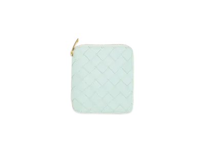 Bottega Veneta Intrecciato Calfskin Lambskin Calfskin Bi-fold Zip Around Wallet "Teal Washed"