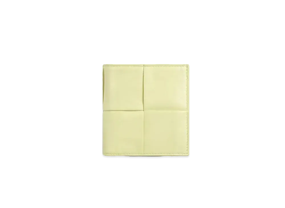 Bottega Veneta Casette Maxi Intrecciato Lambskin Calfskin Slim Bi-fold Wallet "Lemon Washed"