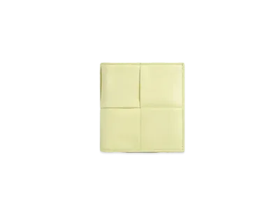 Bottega Veneta Casette Maxi Intrecciato Lambskin Calfskin Slim Bi-fold Wallet "Lemon Washed"